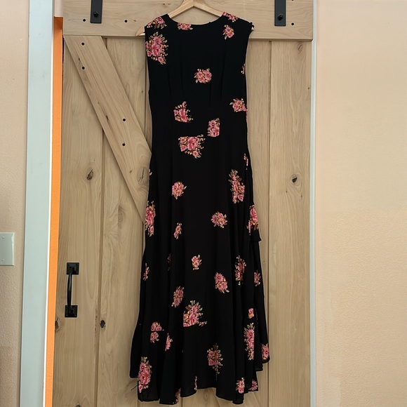 NWT Free People Birdie Midi Dress Size 6 Color Black Combo - Picture 4 of 6